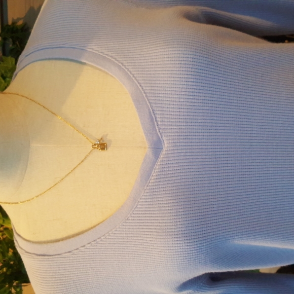 IN DEMAND ♡ Vintage Sweet Periwinkle Low Scoop V Neck Thermal 3/4 Length Top L - Picture 4 of 15